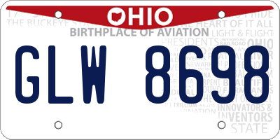 OH license plate GLW8698