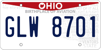 OH license plate GLW8701