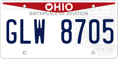 OH license plate GLW8705
