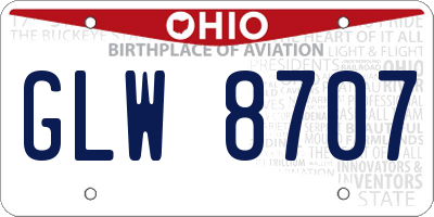 OH license plate GLW8707