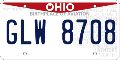 OH license plate GLW8708
