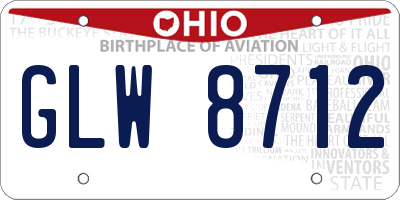 OH license plate GLW8712