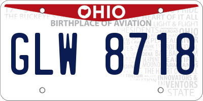 OH license plate GLW8718