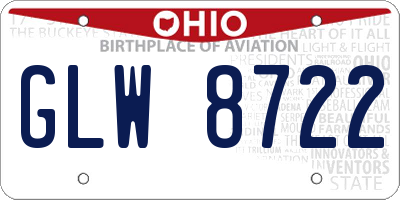 OH license plate GLW8722