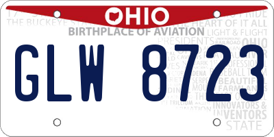 OH license plate GLW8723