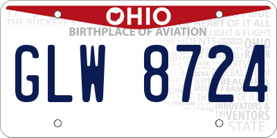 OH license plate GLW8724