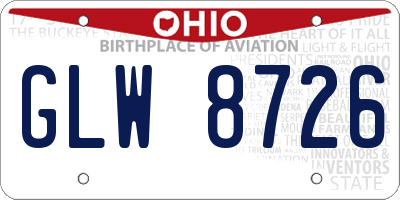OH license plate GLW8726