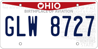 OH license plate GLW8727
