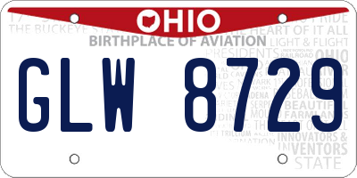 OH license plate GLW8729