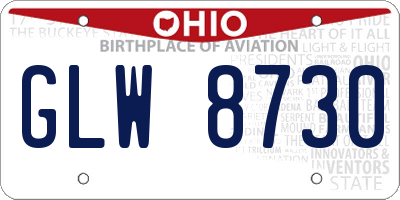 OH license plate GLW8730