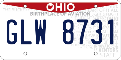 OH license plate GLW8731