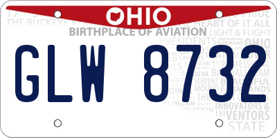 OH license plate GLW8732