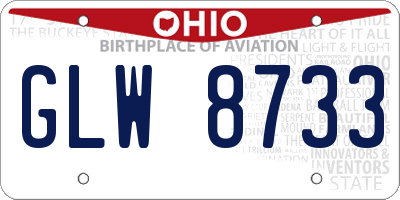 OH license plate GLW8733