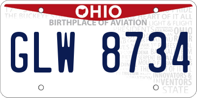 OH license plate GLW8734