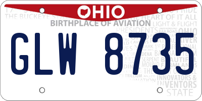OH license plate GLW8735