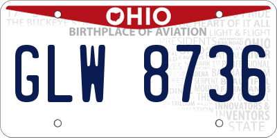 OH license plate GLW8736