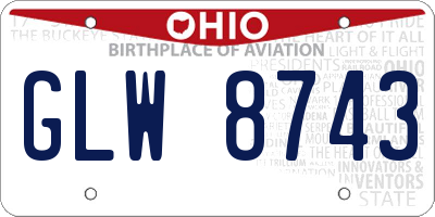 OH license plate GLW8743
