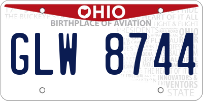 OH license plate GLW8744