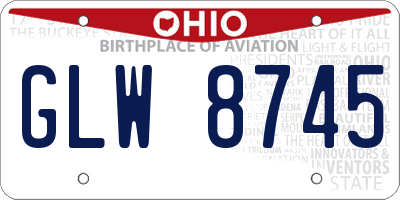 OH license plate GLW8745
