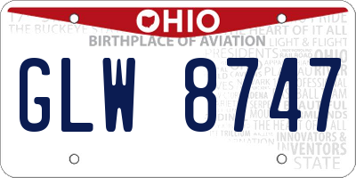 OH license plate GLW8747