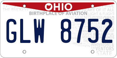 OH license plate GLW8752