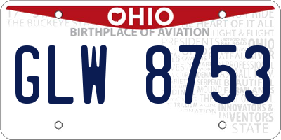 OH license plate GLW8753