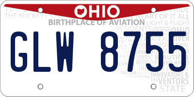 OH license plate GLW8755