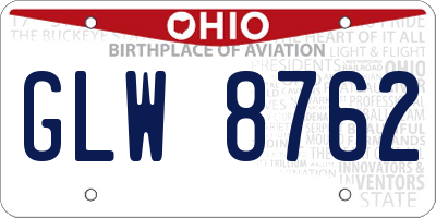 OH license plate GLW8762