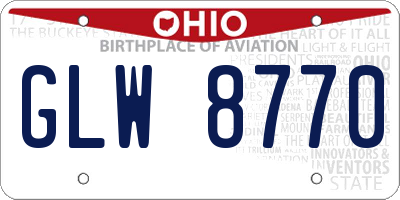 OH license plate GLW8770
