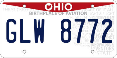 OH license plate GLW8772
