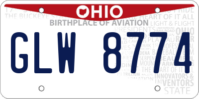 OH license plate GLW8774