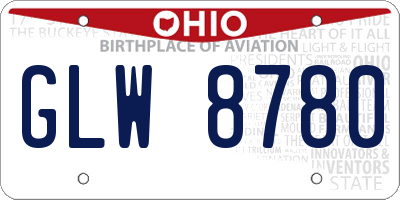OH license plate GLW8780