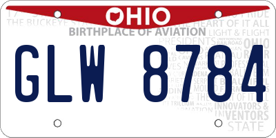 OH license plate GLW8784