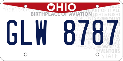 OH license plate GLW8787