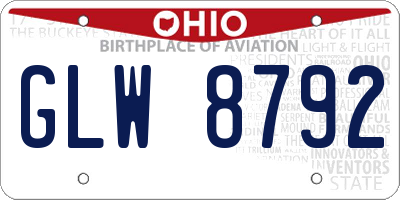 OH license plate GLW8792