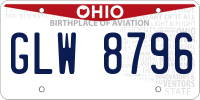 OH license plate GLW8796