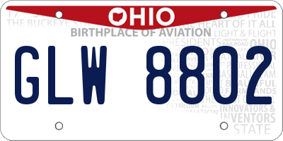 OH license plate GLW8802