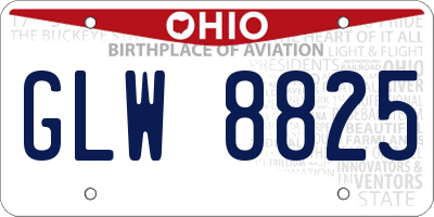 OH license plate GLW8825