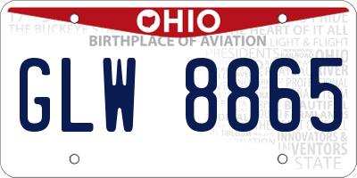 OH license plate GLW8865