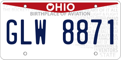OH license plate GLW8871