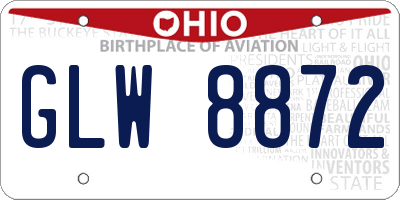OH license plate GLW8872