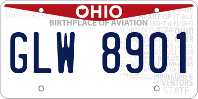 OH license plate GLW8901