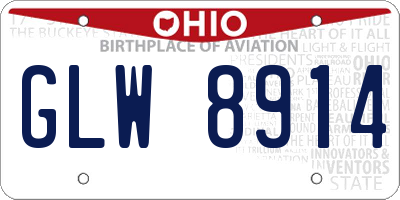 OH license plate GLW8914