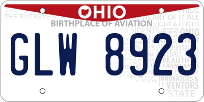 OH license plate GLW8923