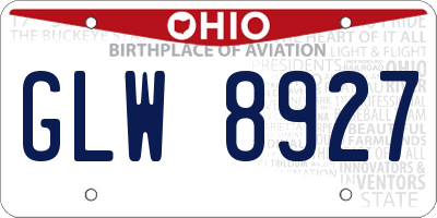 OH license plate GLW8927