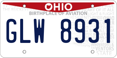 OH license plate GLW8931