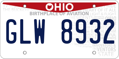 OH license plate GLW8932