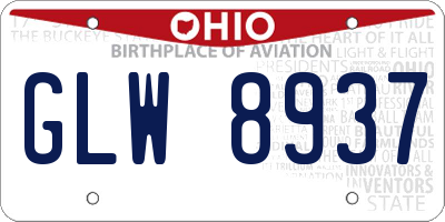 OH license plate GLW8937