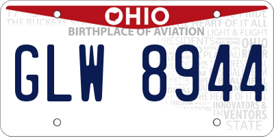 OH license plate GLW8944