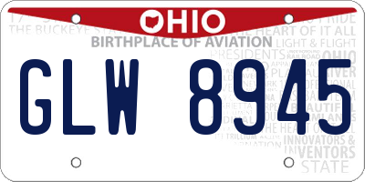 OH license plate GLW8945